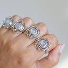 Round Moonstone Mandala Ring, Meditation Rings
