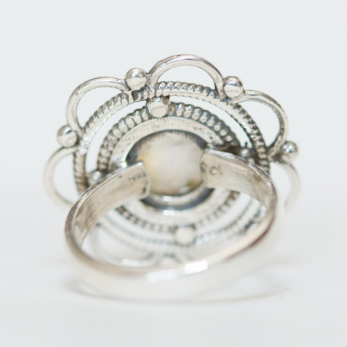Round Moonstone Mandala Ring, Meditation Rings