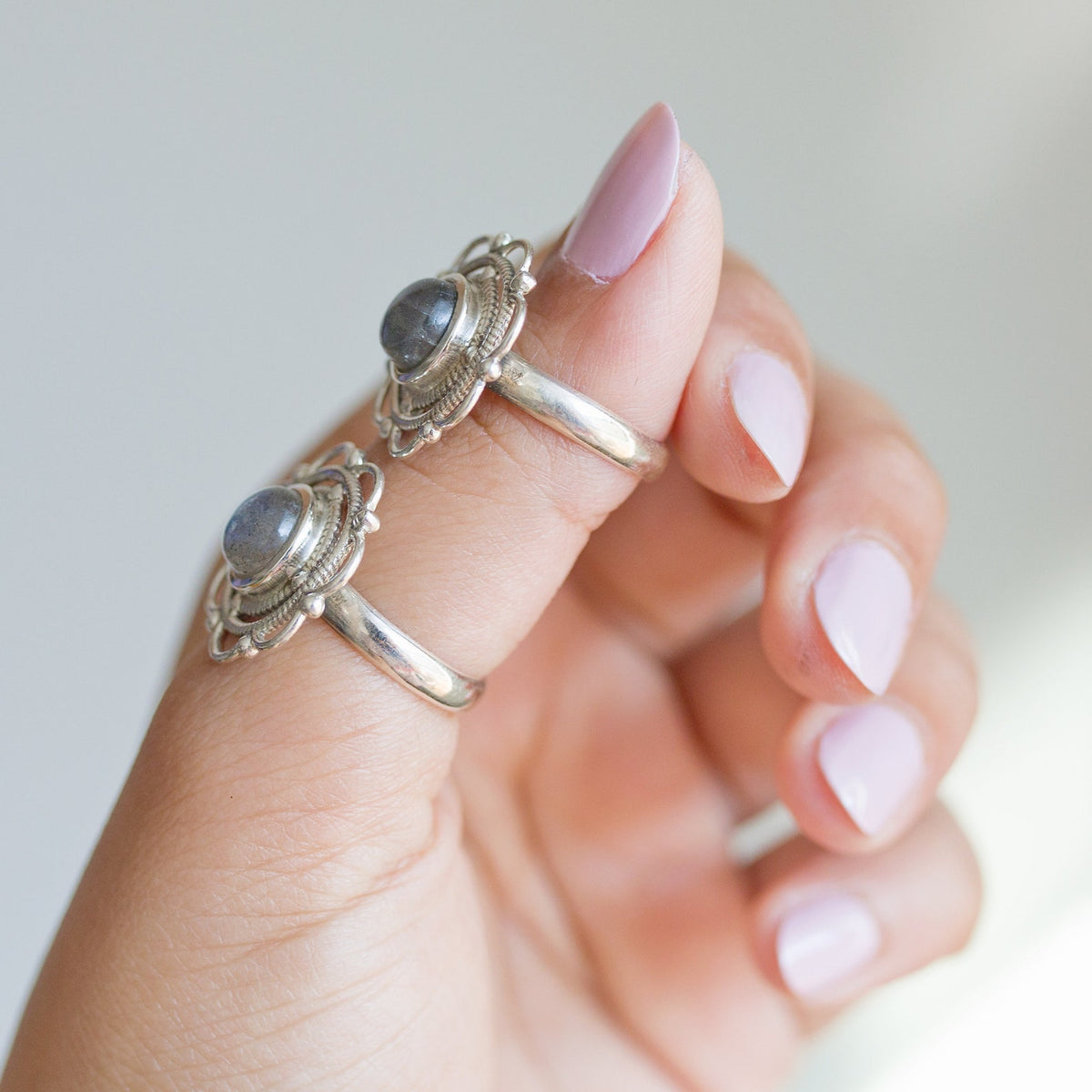 Blue Labradorite Mandala Ring, Meditation Rings