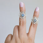 Blue Labradorite Mandala Ring, Meditation Rings