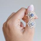 Blue Labradorite Mandala Ring, Meditation Rings