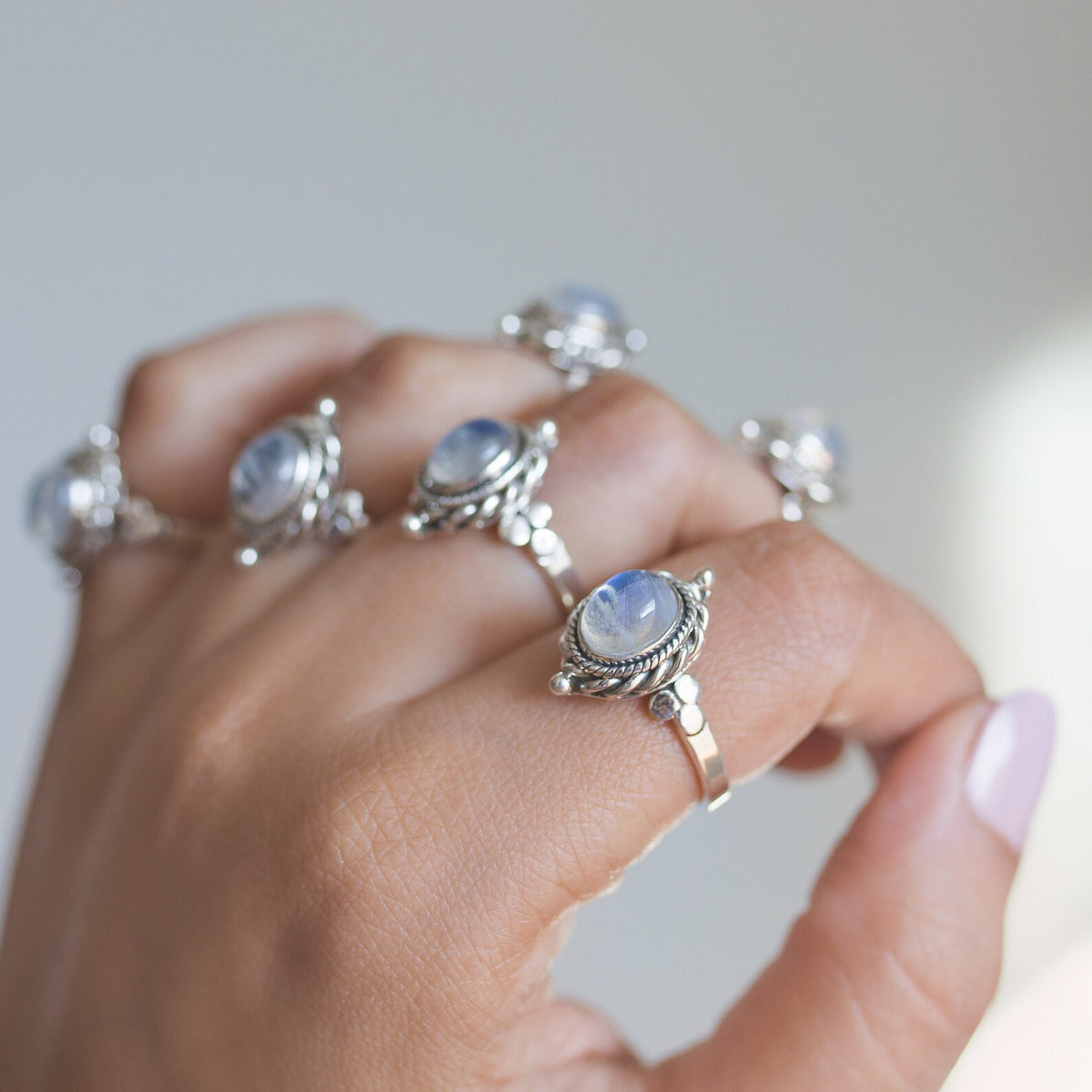 Oval Moonstone Ring, Moonstone Crystal, Gypsy Boho Ring