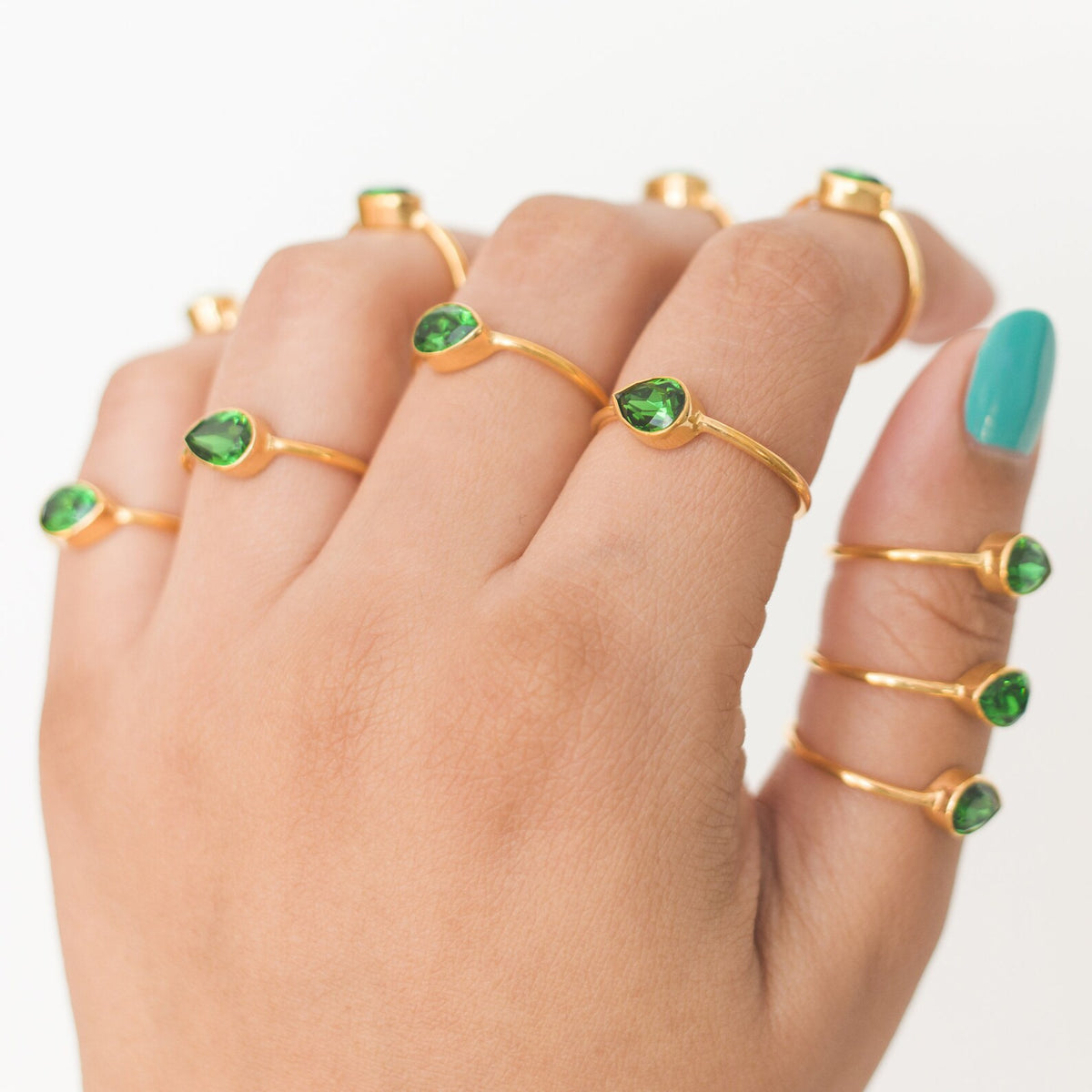 Dainty Emerald Swarovski Crystal Gold Vermeil Ring