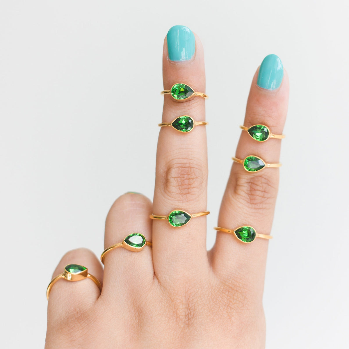 Dainty Emerald Swarovski Crystal Gold Vermeil Ring