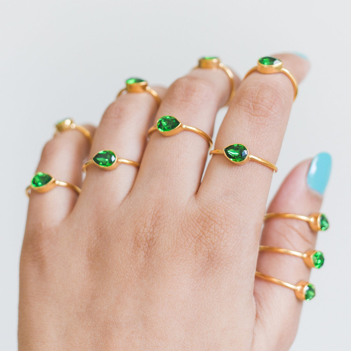 Dainty Emerald Swarovski Crystal Gold Vermeil Ring