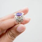 Purple Turquoise Ring - Copper Turquoise Ornate Silver Ring