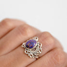 Purple Turquoise Ring - Copper Turquoise Ornate Silver Ring