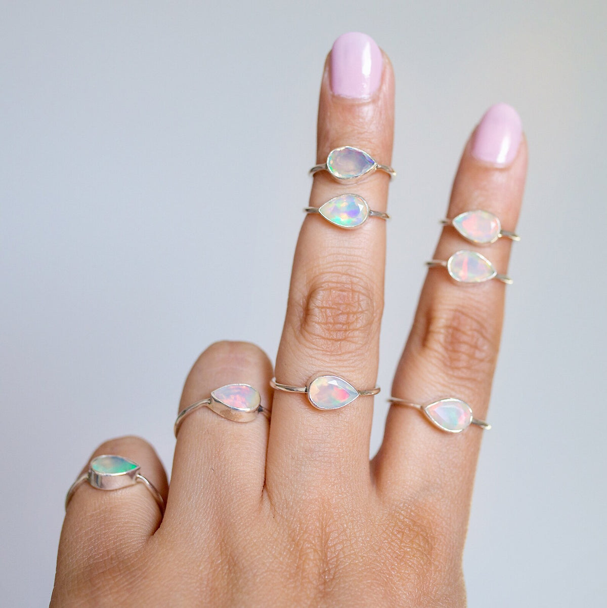 Ethiopian Opal Ring, Pear Opal Birthstone Ring