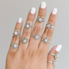 Pink Moonstone Ring, Modernist Ring in Sterling Silver