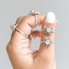 Pink Moonstone Ring, Modernist Ring in Sterling Silver