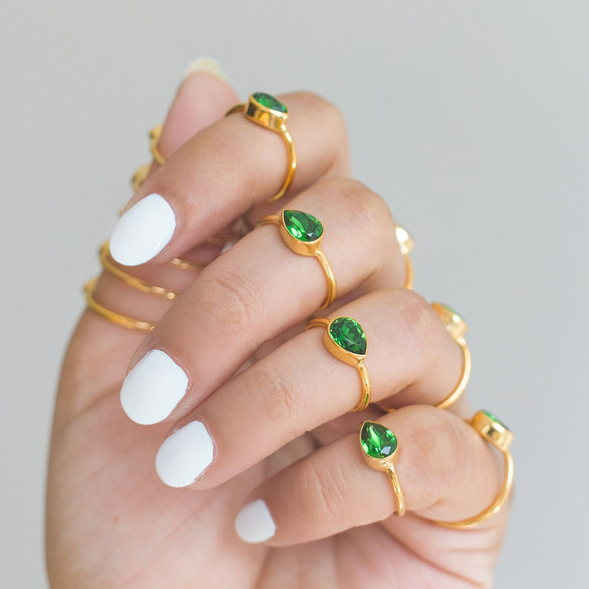 Dainty Emerald Swarovski Crystal Gold Vermeil Ring