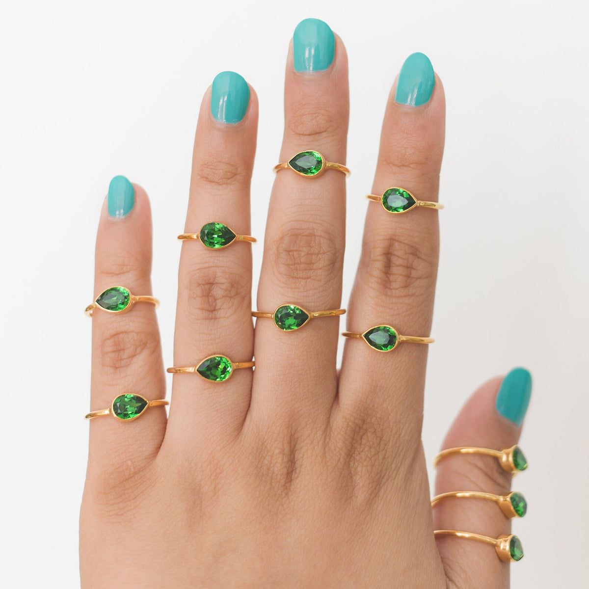 Dainty Emerald Swarovski Crystal Gold Vermeil Ring