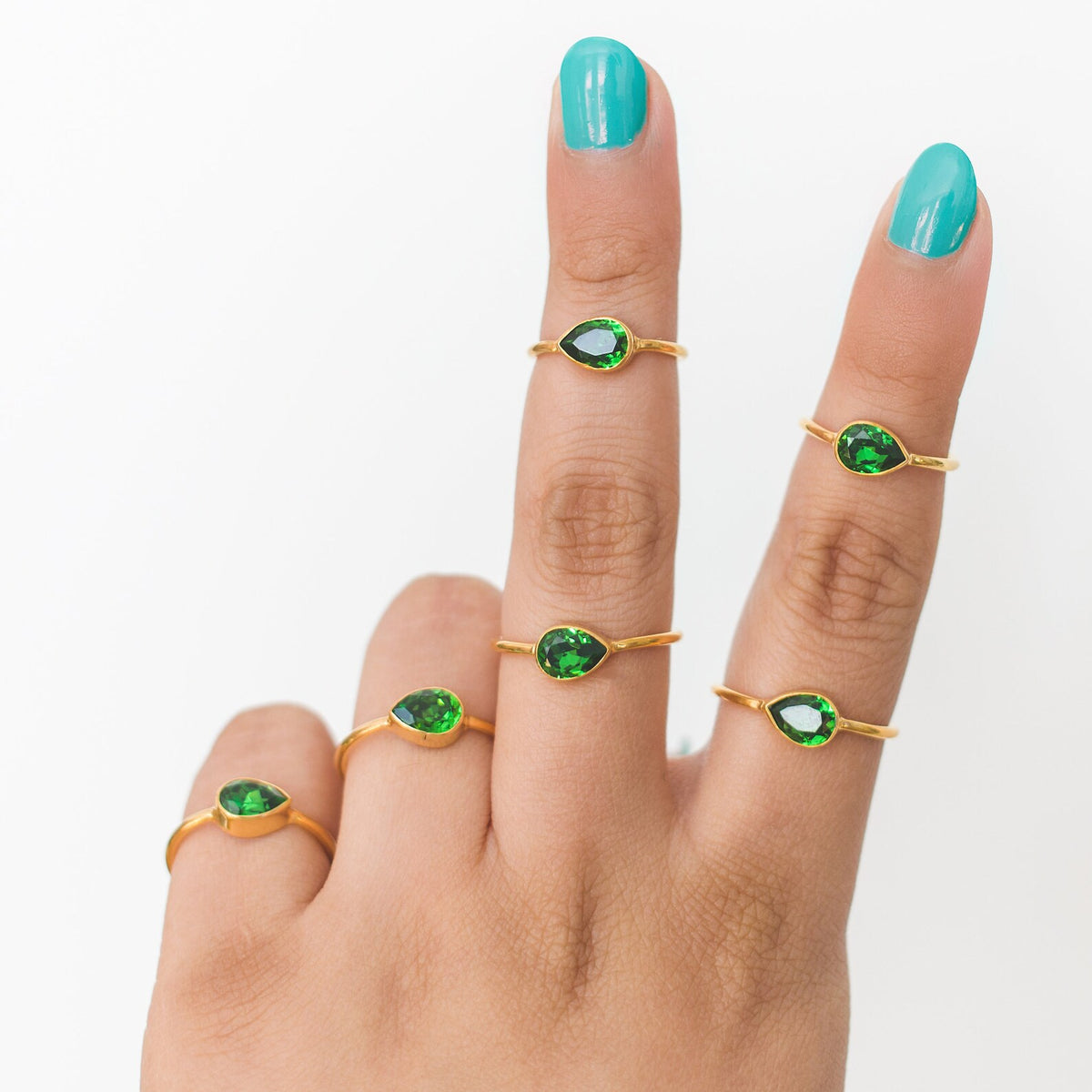 Dainty Emerald Swarovski Crystal Gold Vermeil Ring