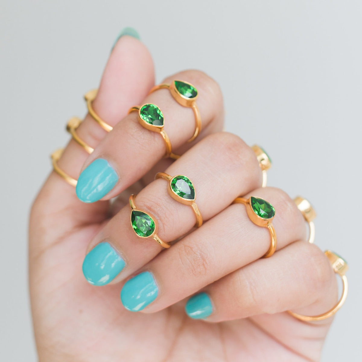 Dainty Emerald Swarovski Crystal Gold Vermeil Ring