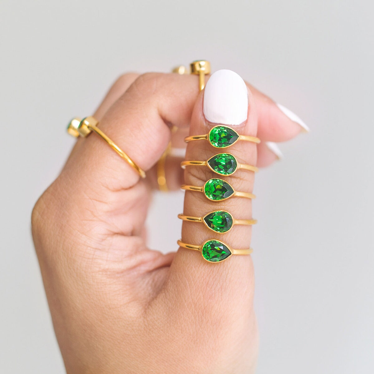 Dainty Emerald Swarovski Crystal Gold Vermeil Ring