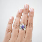 Purple Turquoise Ring - Copper Turquoise Ornate Silver Ring