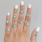 Pink Moonstone Ring, Modernist Ring in Sterling Silver