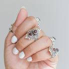 Garnet Boho Ring, Silver Cocktail Ring