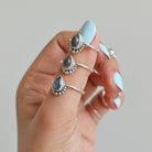 Sterling Silver Labradorite Ring, Pear Labradorite Ring