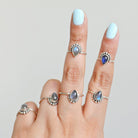Sterling Silver Labradorite Ring, Pear Labradorite Ring