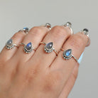 Sterling Silver Labradorite Ring, Pear Labradorite Ring
