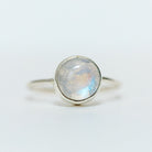 Round Moonstone Ring, Delicate Silver Ring