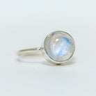Round Moonstone Ring, Delicate Silver Ring