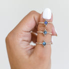 Cute Labradorite Ring, Silver Dot Ring