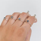 Cute Labradorite Ring, Silver Dot Ring