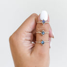 Cute Labradorite Ring, Silver Dot Ring
