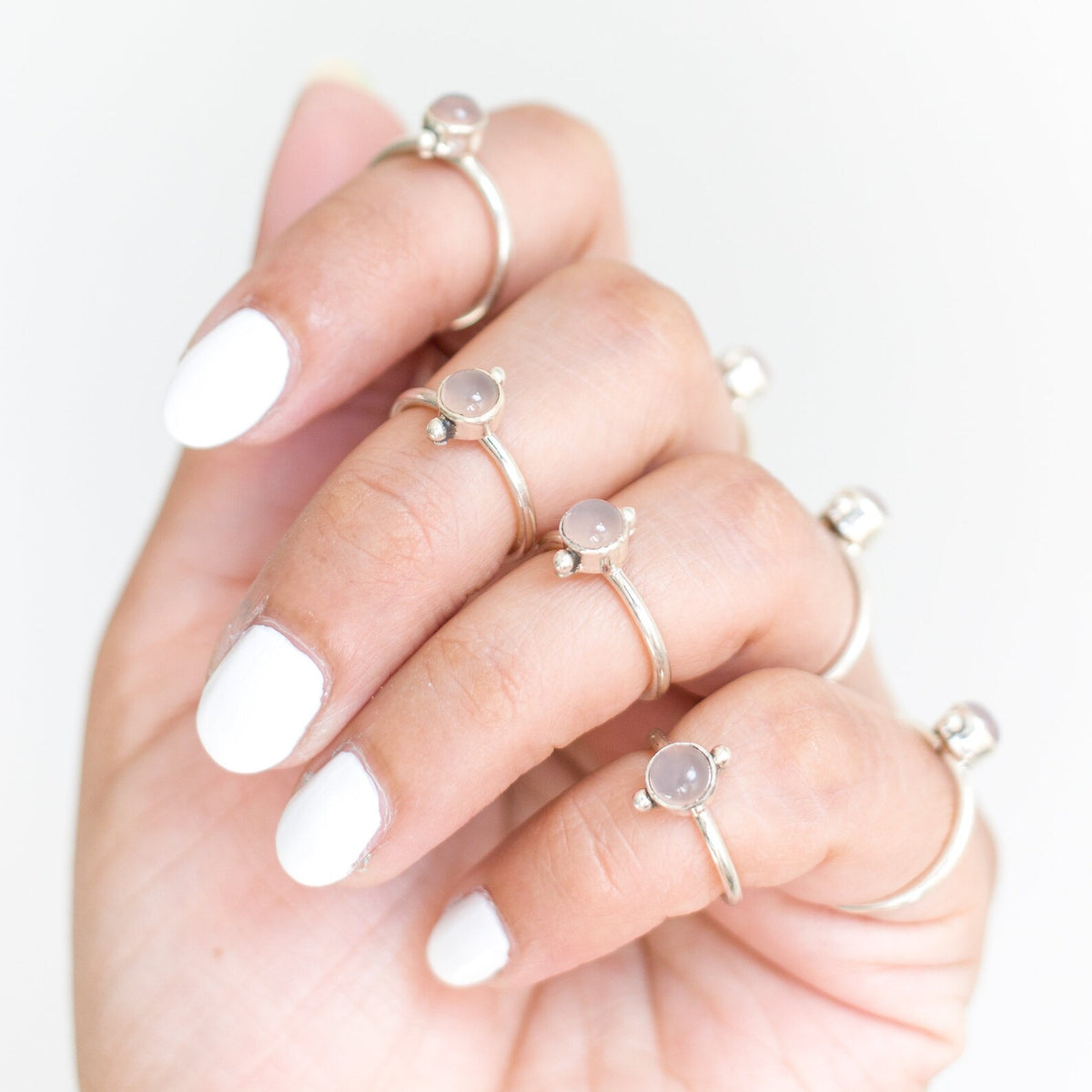 Sterling Silver Rose Quartz Ring, Crystal Quartz Ring
