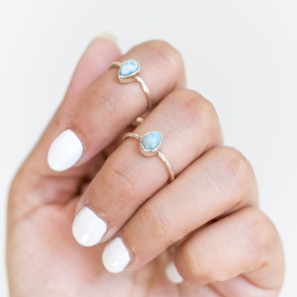 Pear Larimar Sterling Silver Ring