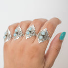Larimar Boho Ring, Silver Cocktail Ring