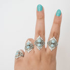 Larimar Boho Ring, Silver Cocktail Ring