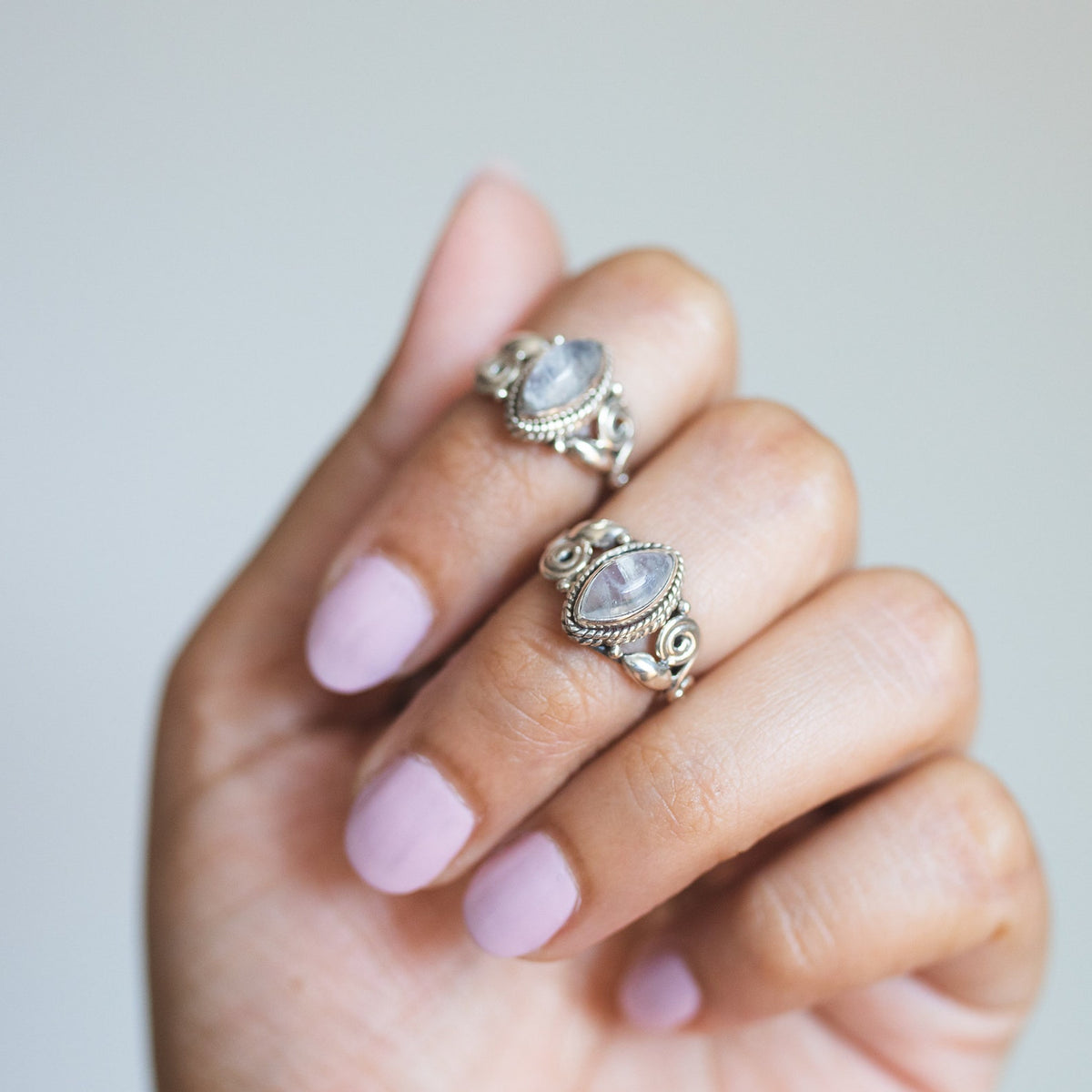 Marquise Moonstonet Ring, Blue Moonstone Ring