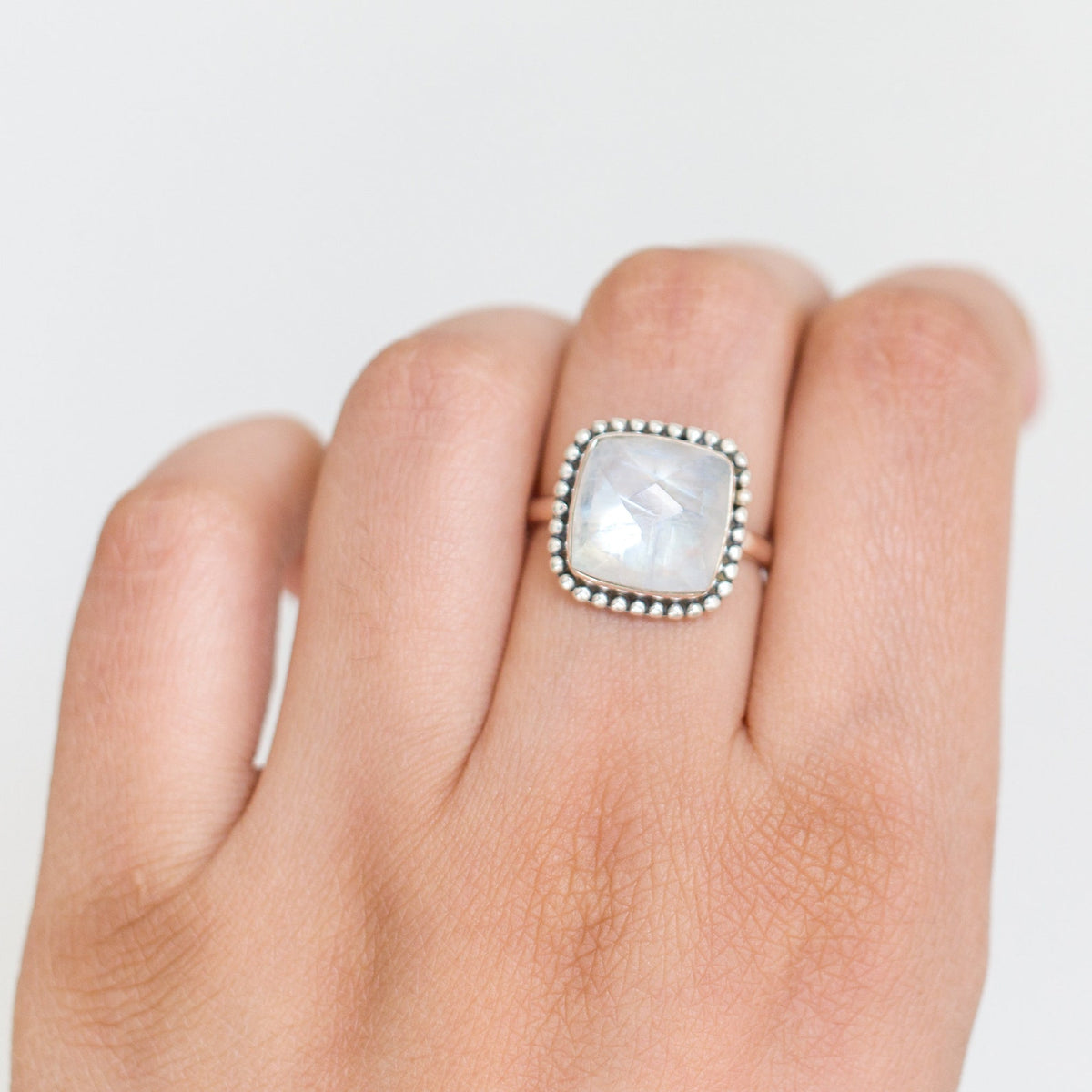 Natural Moonstone Ring in Solid Sterling Silver