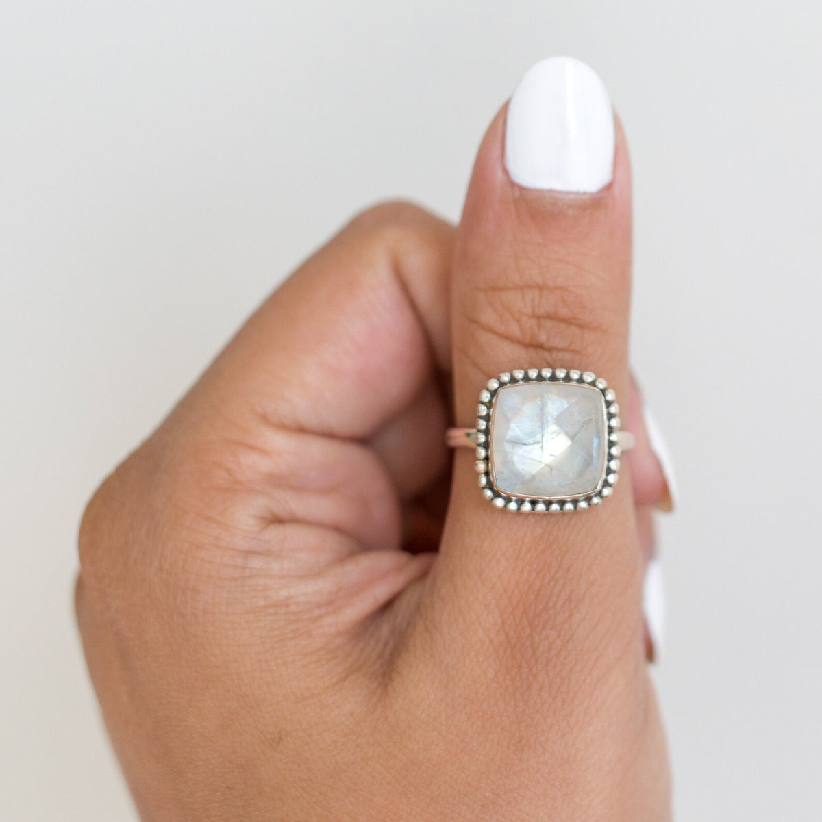 Natural Moonstone Ring in Solid Sterling Silver