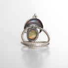 Oval Labradorite Moon Phase Sterling Silver Ring