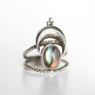 Oval Labradorite Moon Phase Sterling Silver Ring
