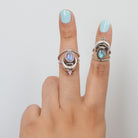 Oval Labradorite Moon Phase Sterling Silver Ring