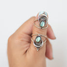 Oval Labradorite Moon Phase Sterling Silver Ring