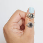 Black Onyx Nature Inspired Ring in Sterling Silver