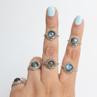 Round Labradorite Ring in Sterling Silver