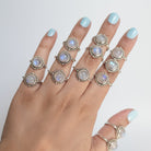 Round Moonstone Ring in Sterling Silver