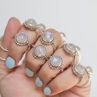 Round Moonstone Ring in Sterling Silver