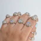 Round Moonstone Ring in Sterling Silver