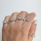 Round Moonstone Ring in Sterling Silver