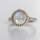Round Moonstone Ring in Sterling Silver