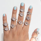 Round Rose Quartz Ring in Sterling Silver, Natural Crystal Quartz