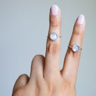 Round Moonstone Ring, Delicate Silver Ring